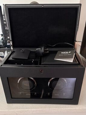 WOLF Black Dual Watch Winder with Window Display